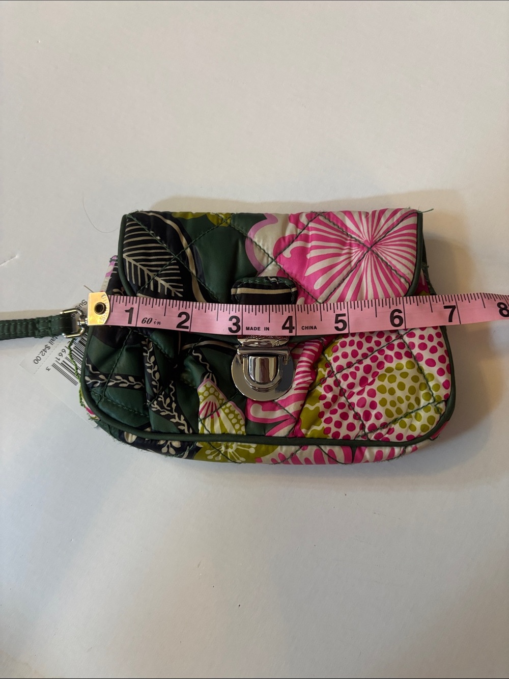 Vera Bradley Olivia Pink Puffy Wristlet - Pink, Green, Black - Picture 4 of 5
